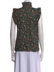 Sézane Floral Print Mock Neck Blouse