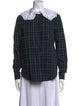 Sézane Plaid Print Long Sleeve Button-Up Top