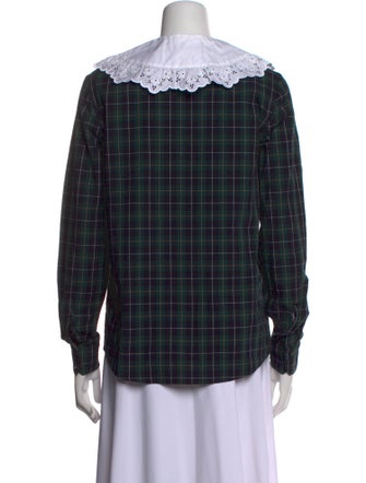 Sézane Plaid Print Long Sleeve Button-Up Top