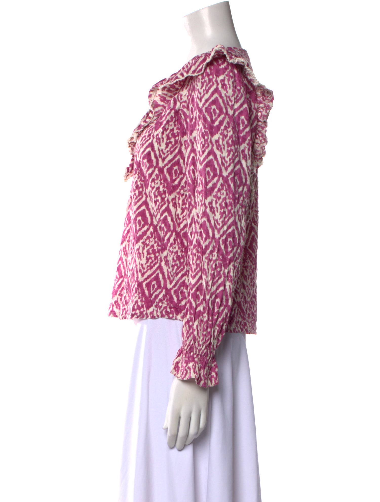 Sézane Printed Crew Neck Blouse