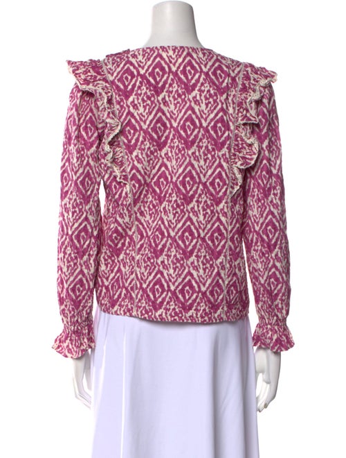 Sézane Printed Crew Neck Blouse