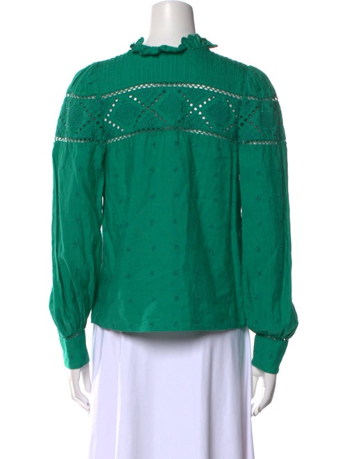 Sézane Mock Neck Long Sleeve Button-Up Top