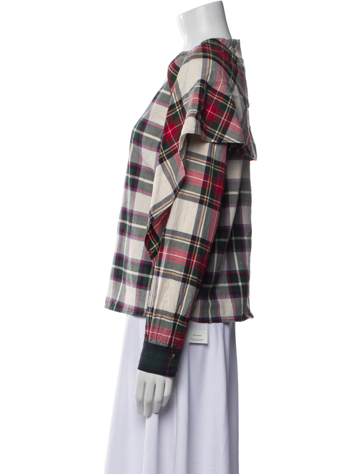 Sézane Plaid Print Crew Neck Top