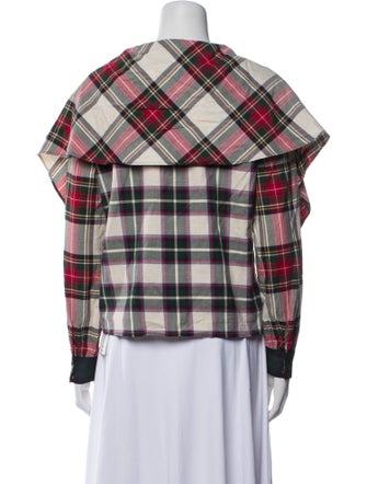 Sézane Plaid Print Crew Neck Top