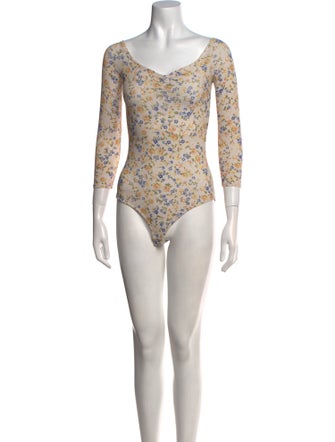 Sézane Printed Cowl Neck Bodysuit