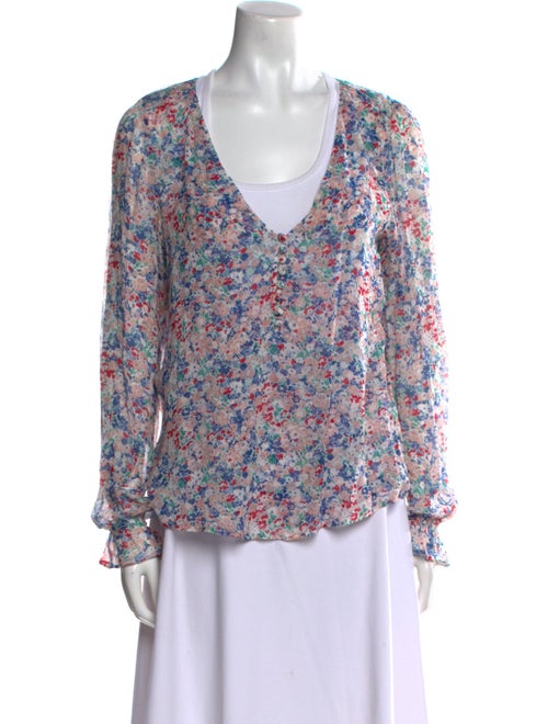 Sézane Floral Print V-Neck Blouse