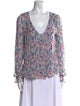 Sézane Floral Print V-Neck Blouse