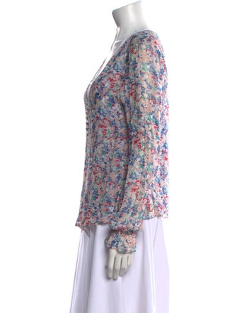 Sézane Floral Print V-Neck Blouse
