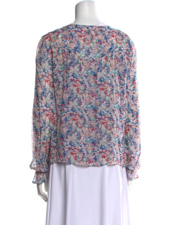 Sézane Floral Print V-Neck Blouse