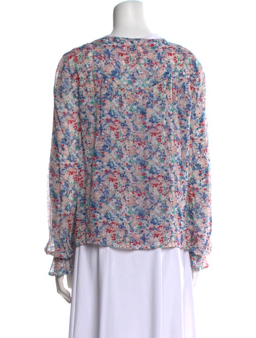 Sézane Floral Print V-Neck Blouse