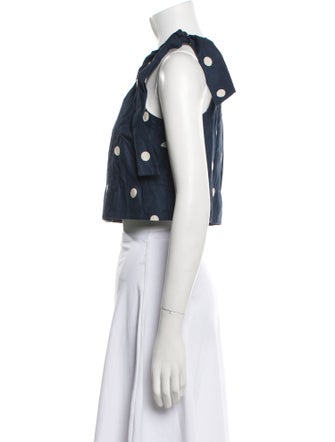 Sézane Polka Dot Print Mock Neck Crop Top