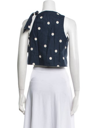 Sézane Polka Dot Print Mock Neck Crop Top
