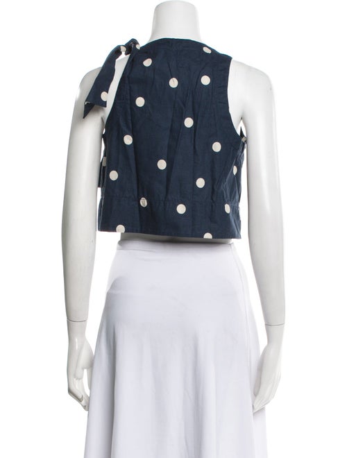 Sézane Polka Dot Print Mock Neck Crop Top