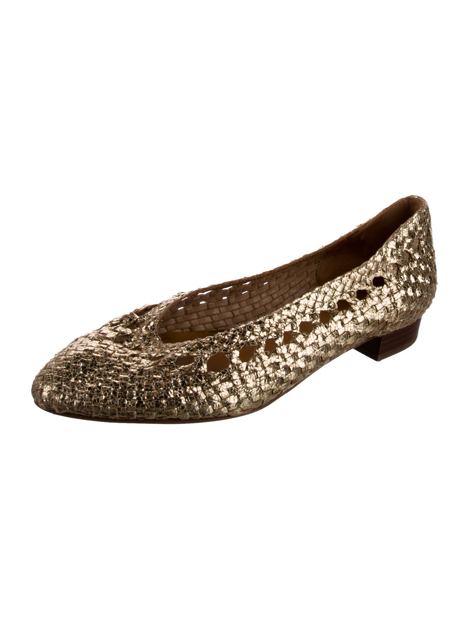 Sézane Leather Animal Print Ballet Flats