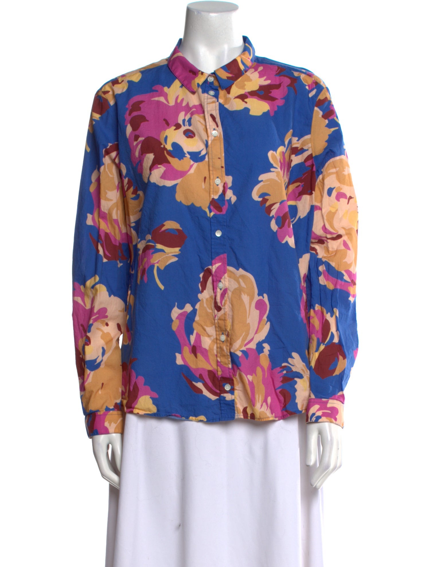 Sézane Floral Print Long Sleeve Button-Up Top