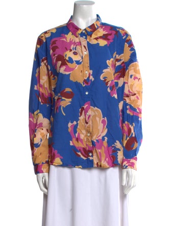 Sézane Floral Print Long Sleeve Button-Up Top
