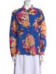 Sézane Floral Print Long Sleeve Button-Up Top