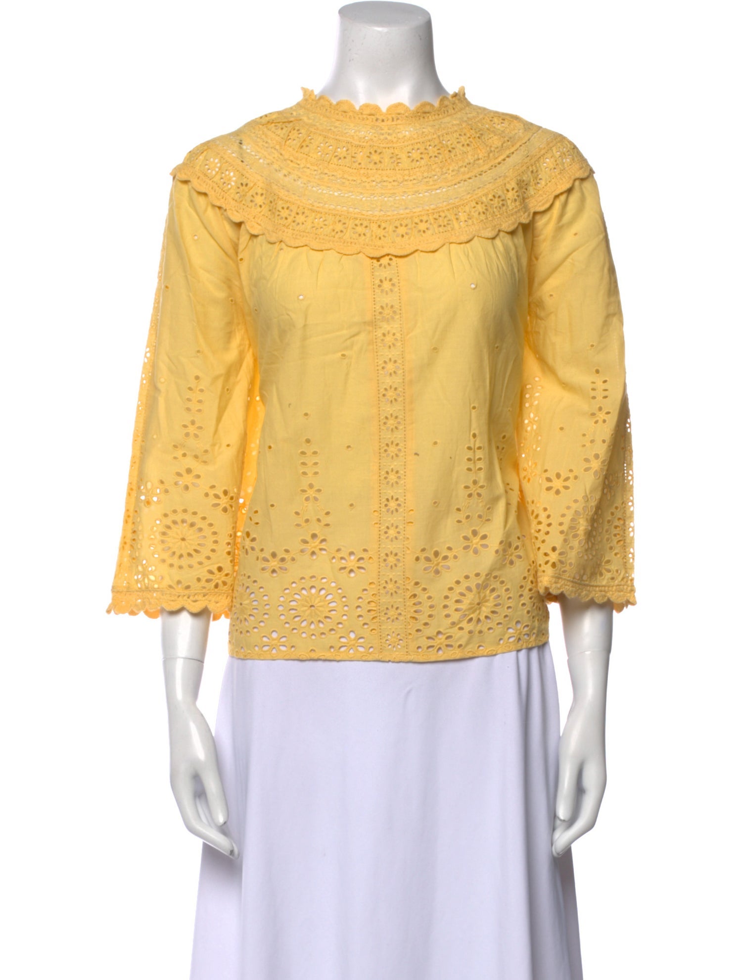 Sézane Bateau Neckline Three-Quarter Sleeve Blouse