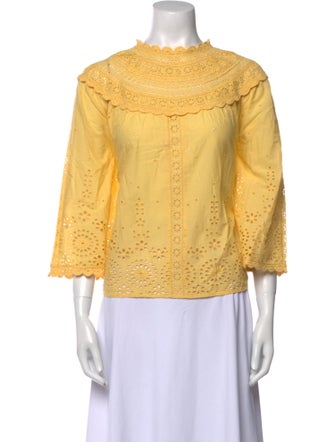 Sézane Bateau Neckline Three-Quarter Sleeve Blouse