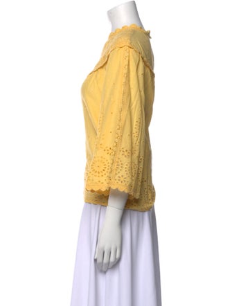 Sézane Bateau Neckline Three-Quarter Sleeve Blouse