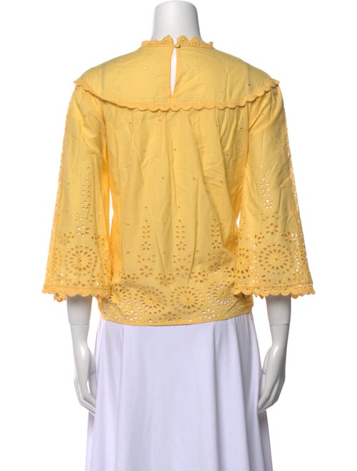 Sézane Bateau Neckline Three-Quarter Sleeve Blouse