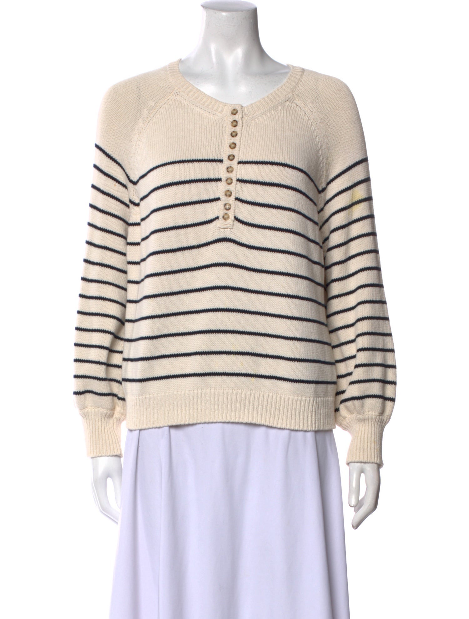 Sézane Striped Crew Neck Sweatshirt