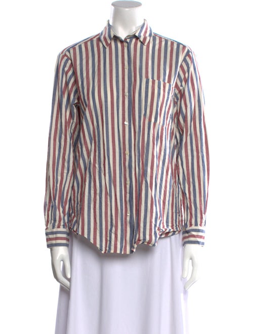 Sézane Striped Long Sleeve Button-Up Top
