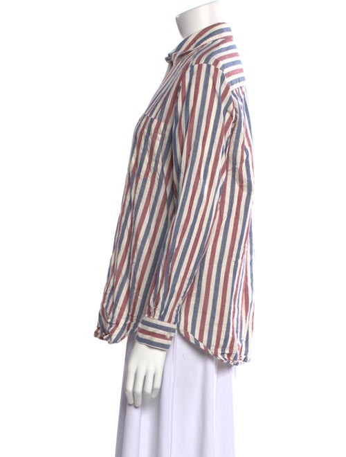 Sézane Striped Long Sleeve Button-Up Top