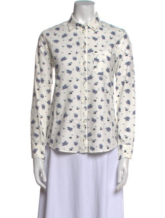 Sézane Floral Print Long Sleeve Button-Up Top