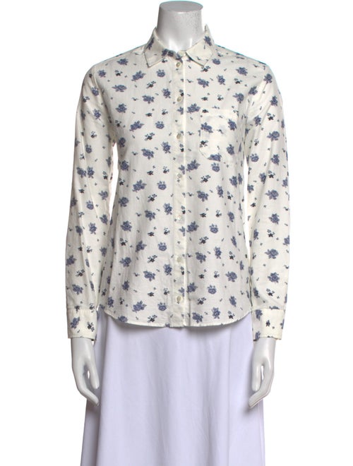 Sézane Floral Print Long Sleeve Button-Up Top