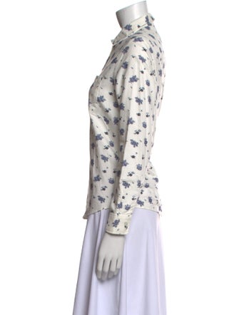 Sézane Floral Print Long Sleeve Button-Up Top