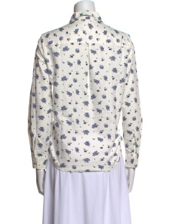 Sézane Floral Print Long Sleeve Button-Up Top