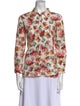 Sézane Floral Print Three-Quarter Sleeve Button-Up Top