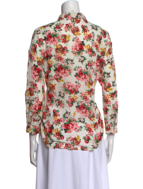 Sézane Floral Print Three-Quarter Sleeve Button-Up Top