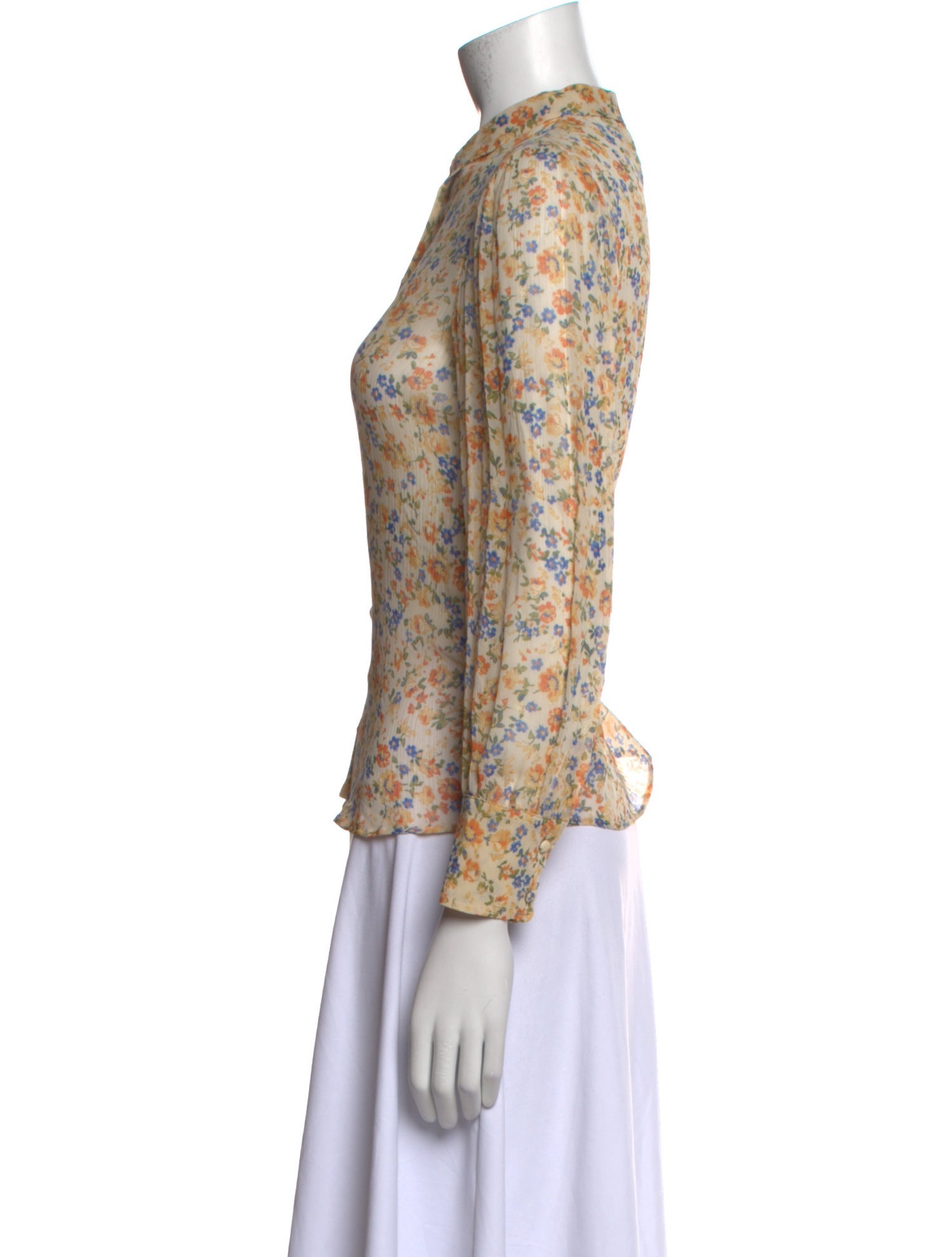Sézane Floral Print Mock Neck Blouse