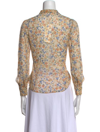 Sézane Floral Print Mock Neck Blouse