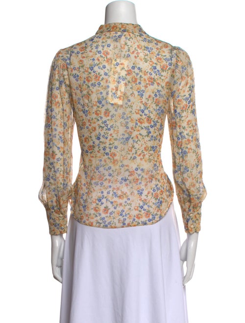 Sézane Floral Print Mock Neck Blouse