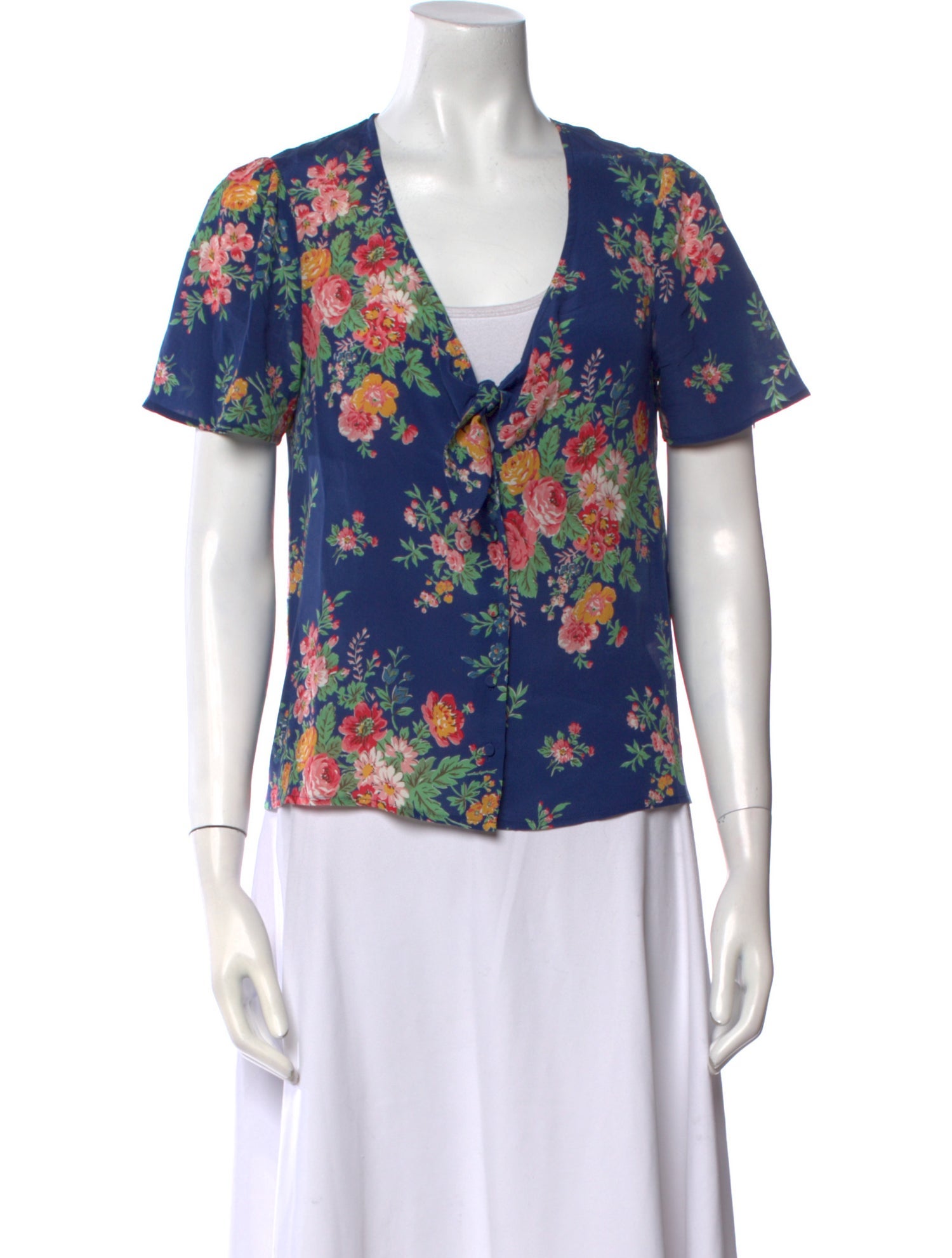 Sézane Silk Floral Print Blouse