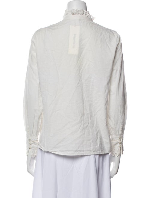 Sézane Striped Mock Neck Button-Up Top