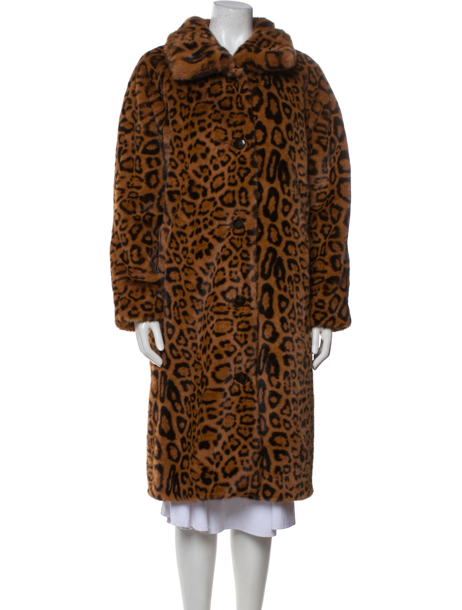 Sézane Animal Print Faux Fur Coat