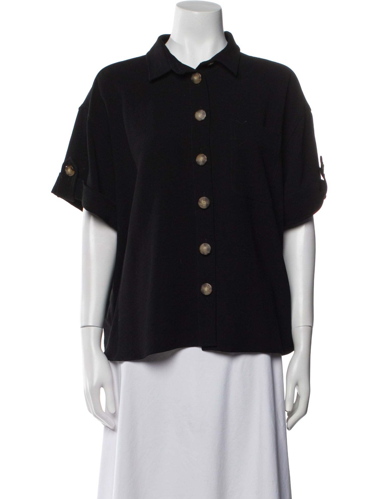 Sézane Short Sleeve Button-Up Top