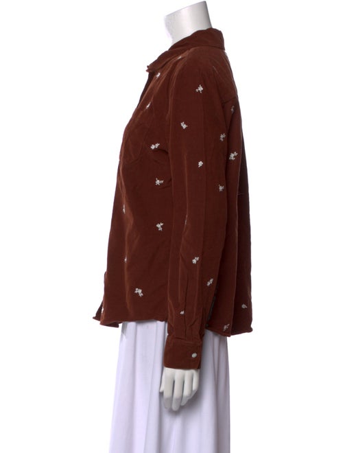 Sézane Printed Long Sleeve Button-Up Top