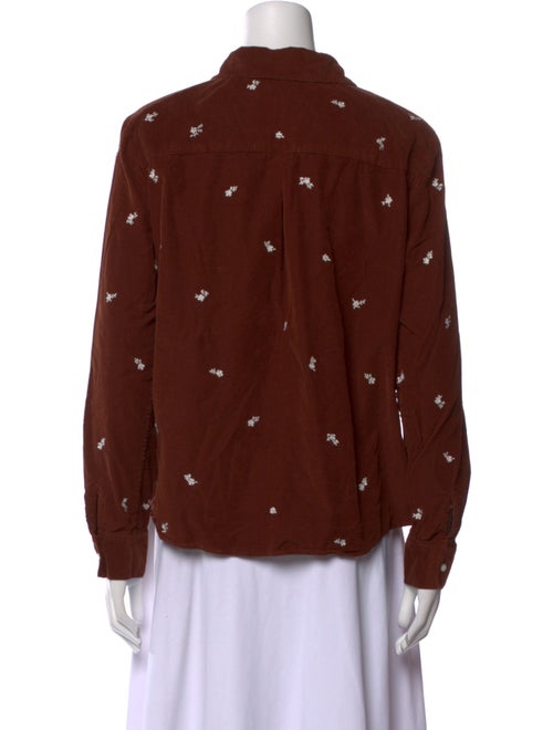Sézane Printed Long Sleeve Button-Up Top