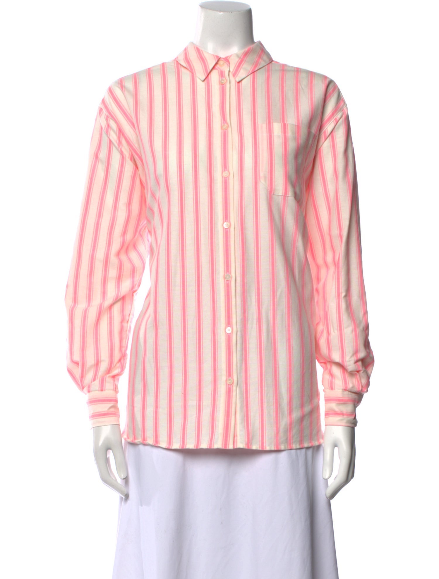 Sézane Striped Long Sleeve Button-Up Top