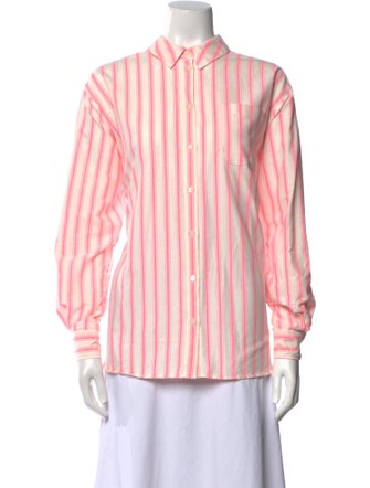 Sézane Striped Long Sleeve Button-Up Top