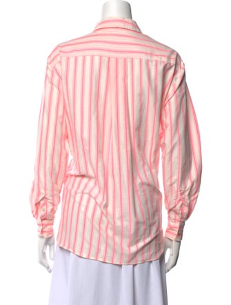 Sézane Striped Long Sleeve Button-Up Top