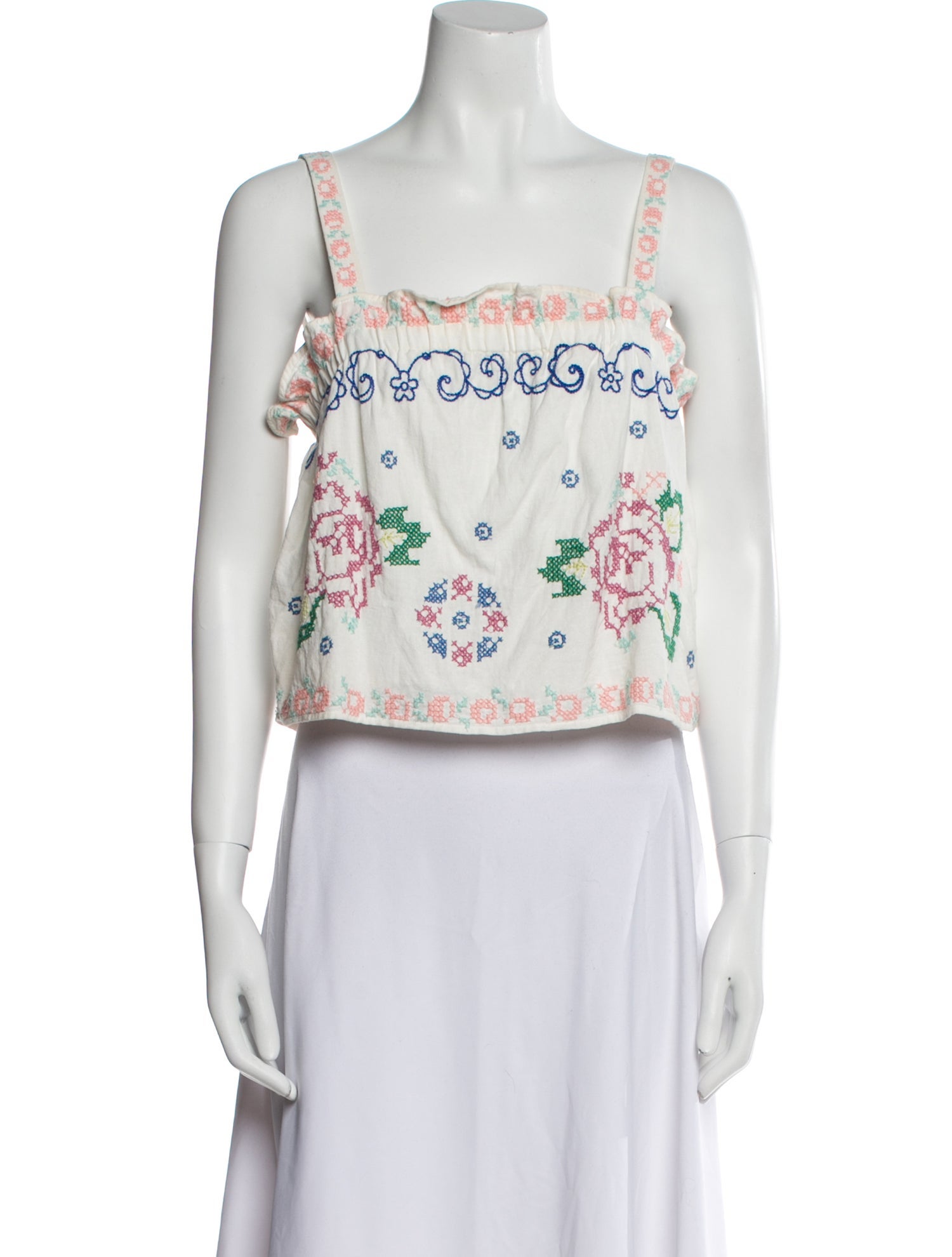 Sézane Floral Print Square Neckline Crop Top