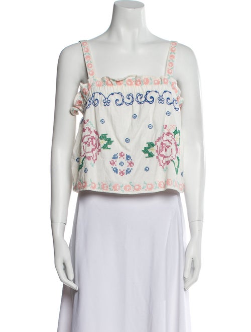 Sézane Floral Print Square Neckline Crop Top