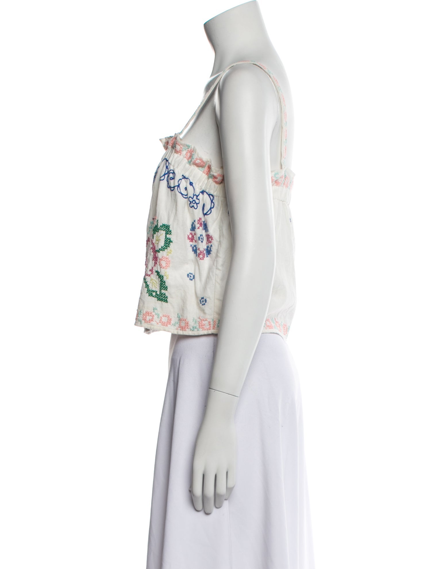 Sézane Floral Print Square Neckline Crop Top