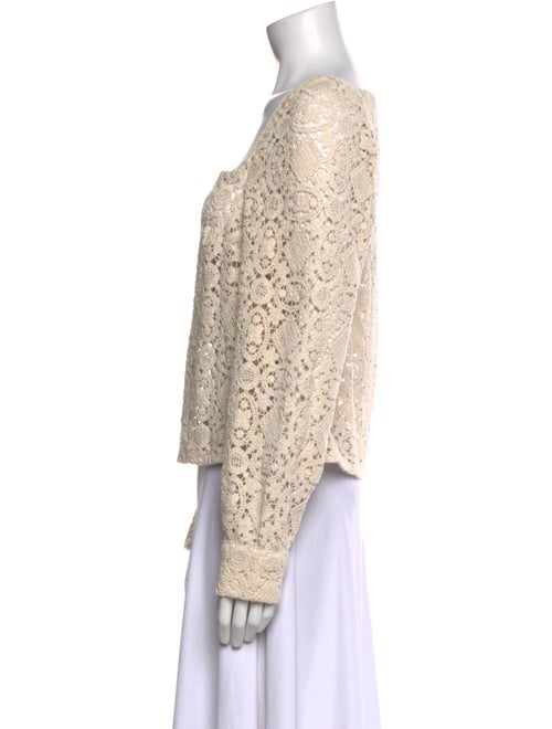 Sézane Lace Pattern Square Neckline Crop Top